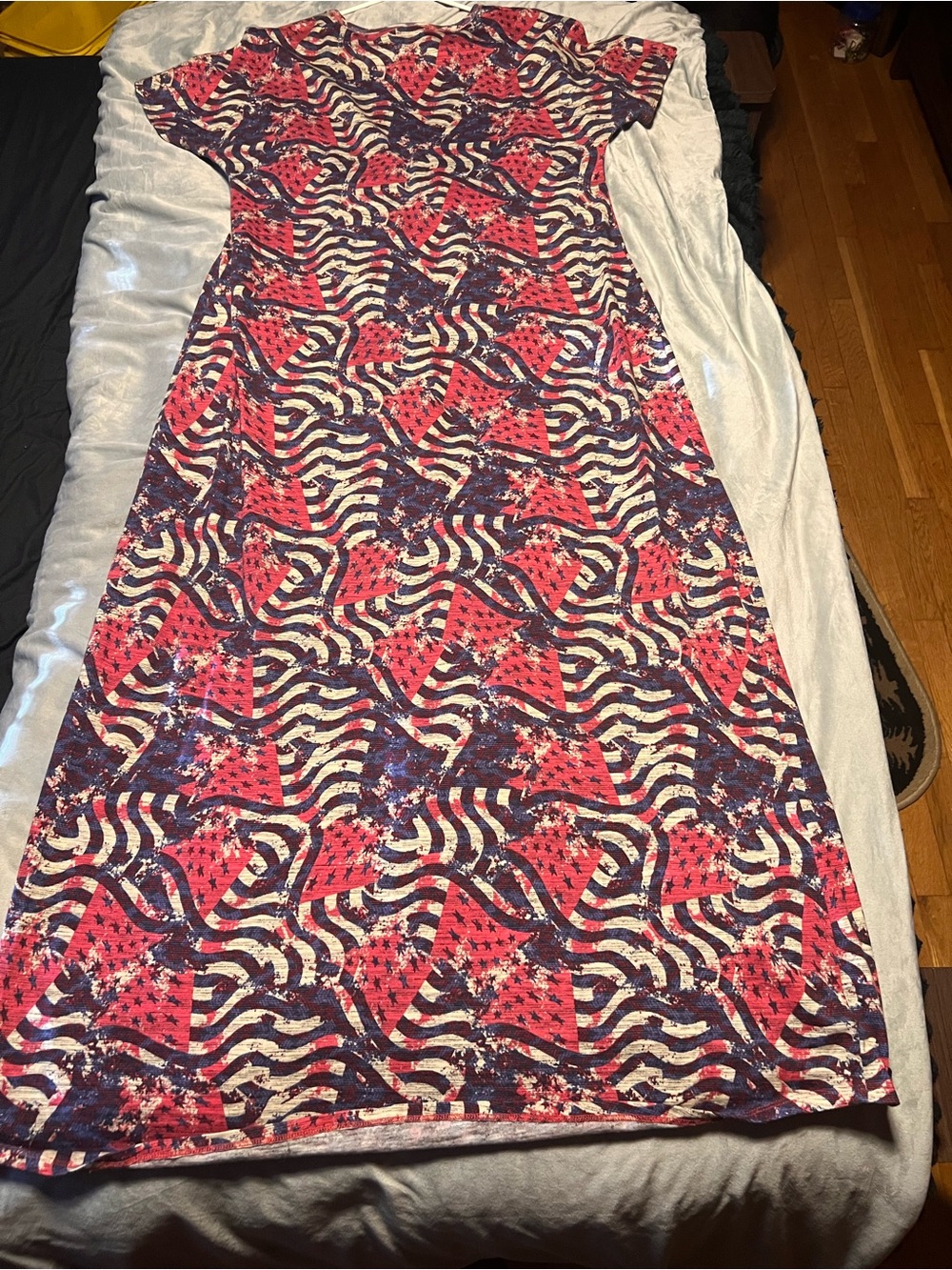 LuLaRoe Red and Navy Abstract Print Maxi Dress size large